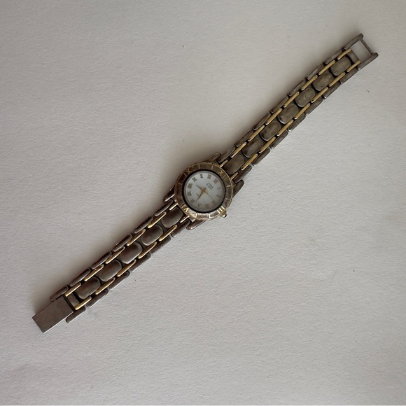 Anne Klein Two Tone Quartz Analog Ladies Wrist Watch Vintage White Face Silver - Picture 2 of 13